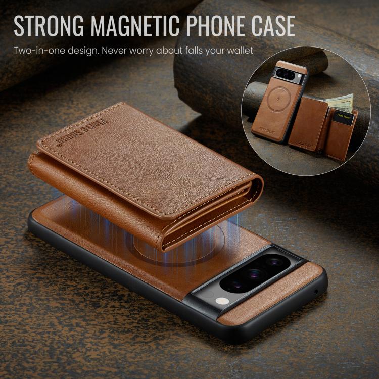 For Google Pixel 7 Pro Fierre Shann 2 in 1 Holder RFID Card Slot Wallet MagSafe Phone Case(Dark Brown) - free shipping - PMC TechLife - Order now!