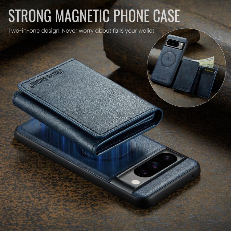 For Google Pixel 7 Pro Fierre Shann 2 in 1 Holder RFID Card Slot Wallet MagSafe Phone Case(Blue) - free shipping - PMC TechLife - Order now!