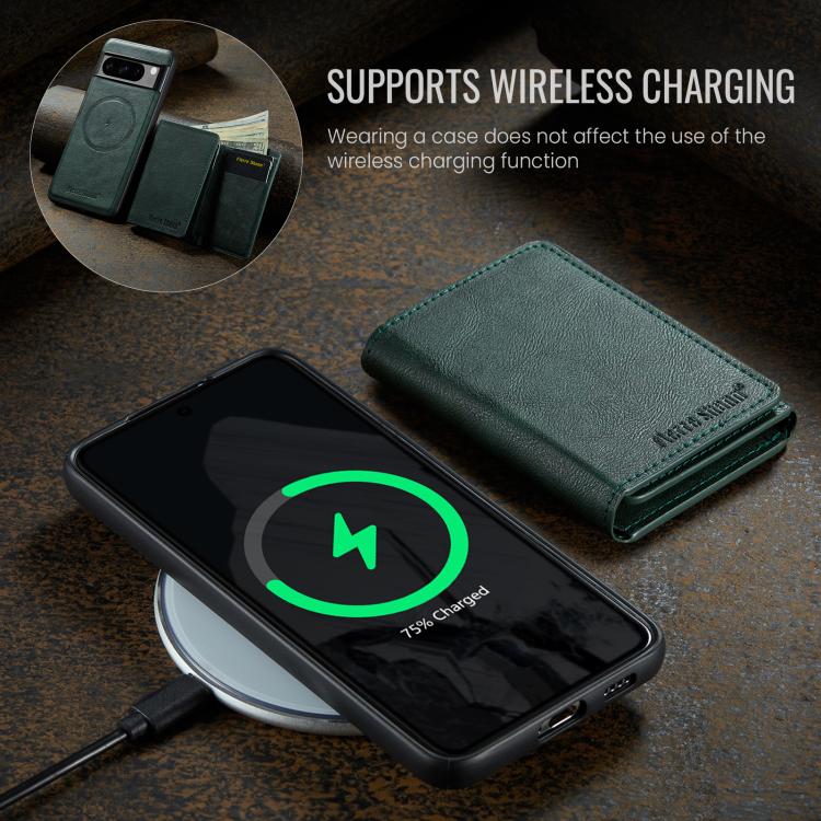 For Google Pixel 7 Pro Fierre Shann 2 in 1 Holder RFID Card Slot Wallet MagSafe Phone Case(Green) - free shipping - PMC TechLife - Order now!