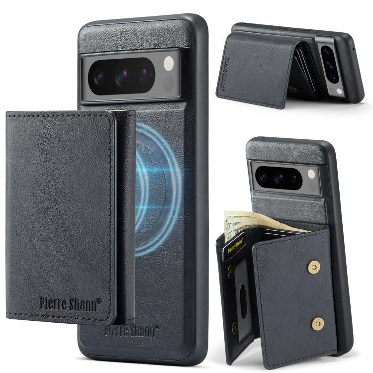 For Google Pixel 7 Pro Fierre Shann 2 in 1 Holder RFID Card Slot Wallet MagSafe Phone Case(Black) - free shipping - PMC TechLife - Order now!