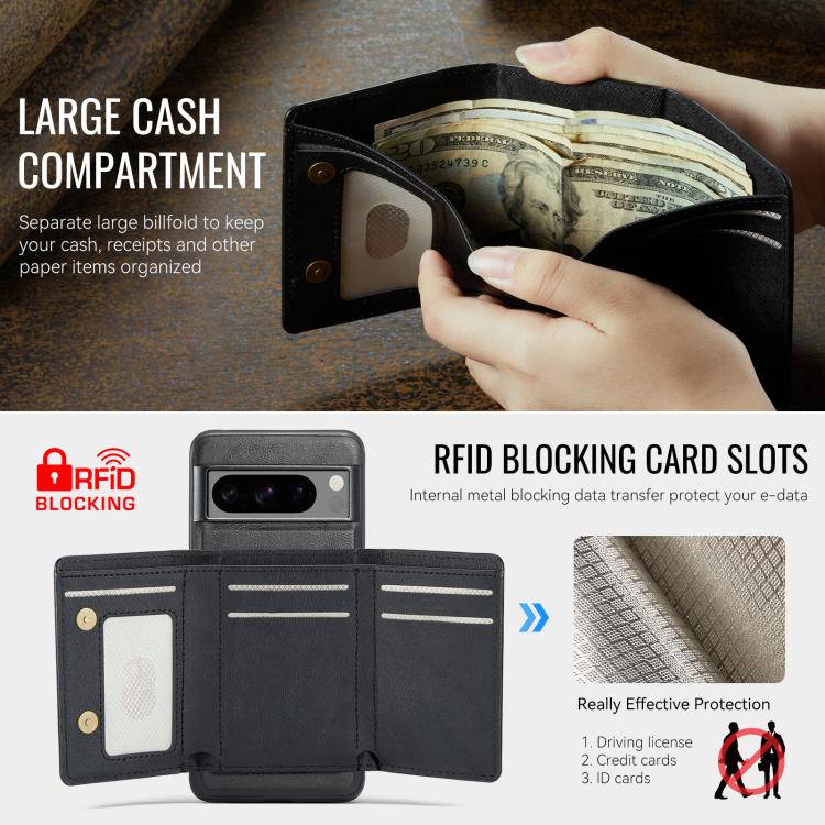 For Google Pixel 7 Pro Fierre Shann 2 in 1 Holder RFID Card Slot Wallet MagSafe Phone Case(Black) - free shipping - PMC TechLife - Order now!