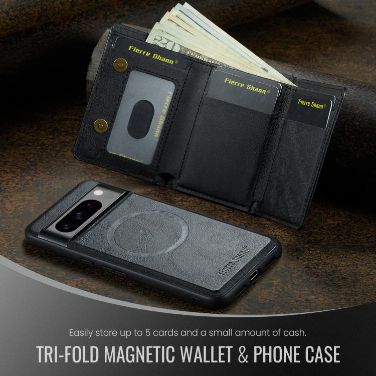 For Google Pixel 7 Pro Fierre Shann 2 in 1 Holder RFID Card Slot Wallet MagSafe Phone Case(Black) - free shipping - PMC TechLife - Order now!