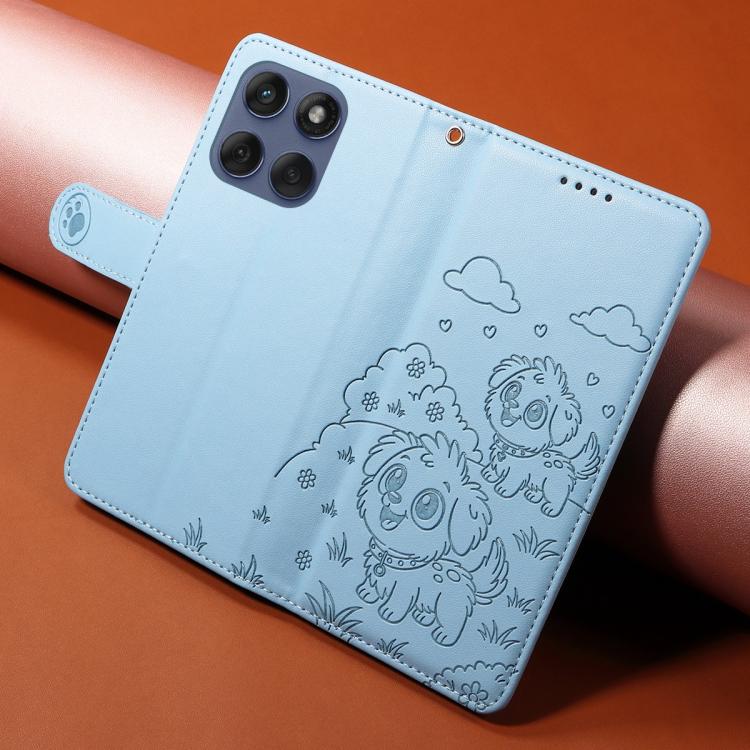 For Motorola Edge 60 Fusion 5G / 60 Pro Embossed Heart Dog RFID Blocking Wallet Leather Phone Case(Sky Blue) - free shipping - PMC TechLife - Order now!