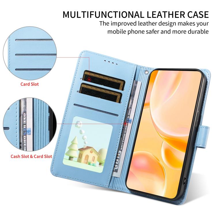 For Motorola Moto G35 5G Embossed Heart Dog RFID Blocking Wallet Leather Phone Case(Sky Blue) - free shipping - PMC TechLife - Order now!