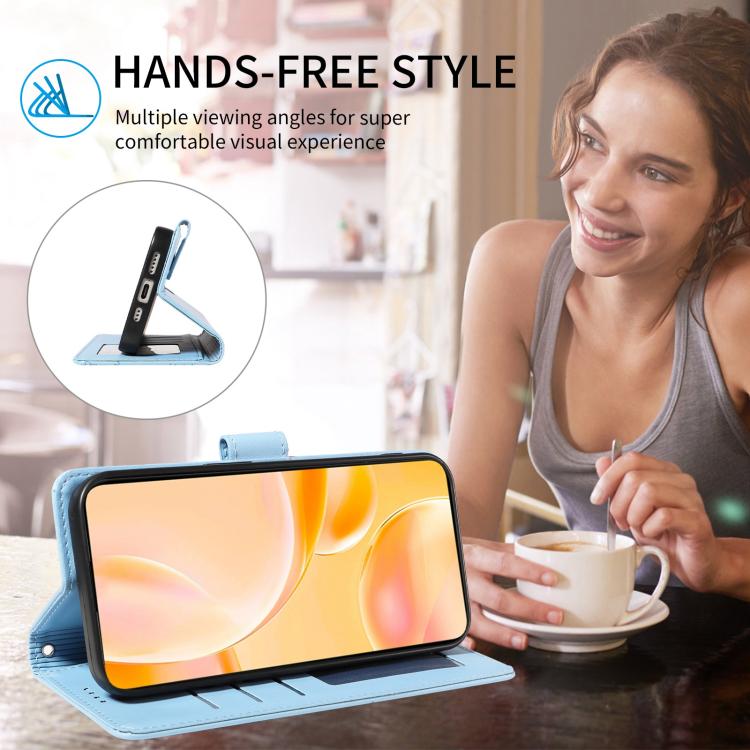 For Motorola Moto G35 5G Embossed Heart Dog RFID Blocking Wallet Leather Phone Case(Sky Blue) - free shipping - PMC TechLife - Order now!