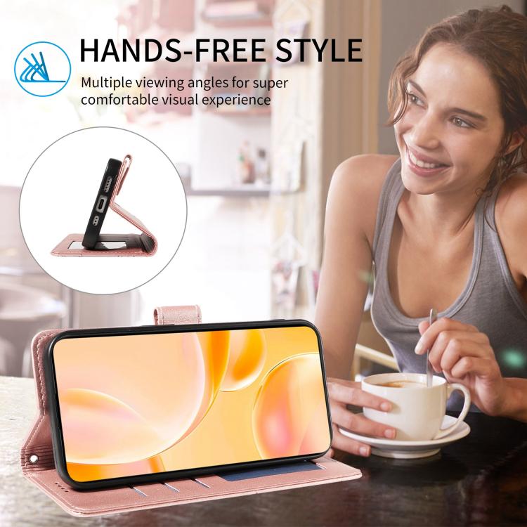 For Motorola Moto G55 5G Embossed Heart Dog RFID Blocking Wallet Leather Phone Case(Rose Gold) - free shipping - PMC TechLife - Order now!