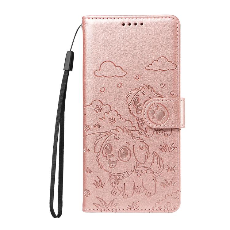 For Motorola Moto G86 5G Embossed Heart Dog RFID Blocking Wallet Leather Phone Case(Rose Gold) - free shipping - PMC TechLife - Order now!