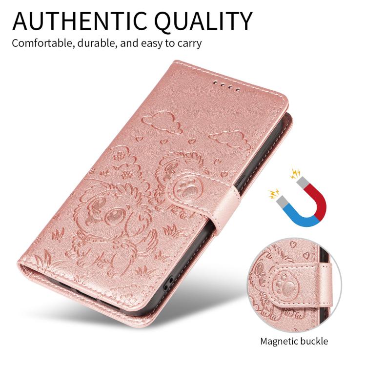 For Motorola Moto G86 5G Embossed Heart Dog RFID Blocking Wallet Leather Phone Case(Rose Gold) - free shipping - PMC TechLife - Order now!