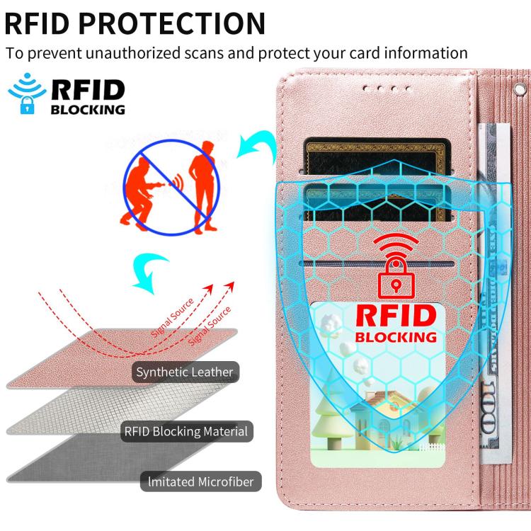 For Motorola Moto G86 5G Embossed Heart Dog RFID Blocking Wallet Leather Phone Case(Rose Gold) - free shipping - PMC TechLife - Order now!