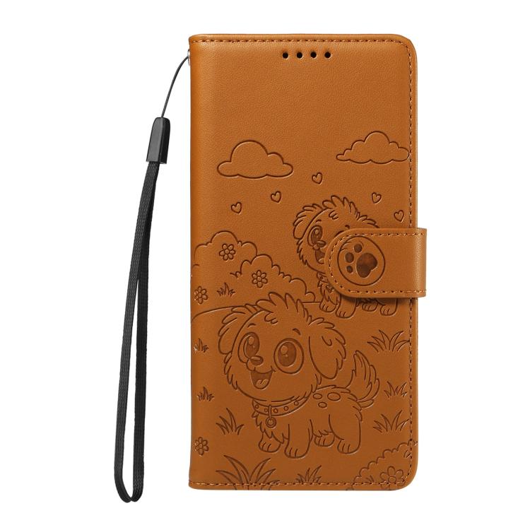 For Motorola Moto G86 5G Embossed Heart Dog RFID Blocking Wallet Leather Phone Case(Brown) - free shipping - PMC TechLife - Order now!