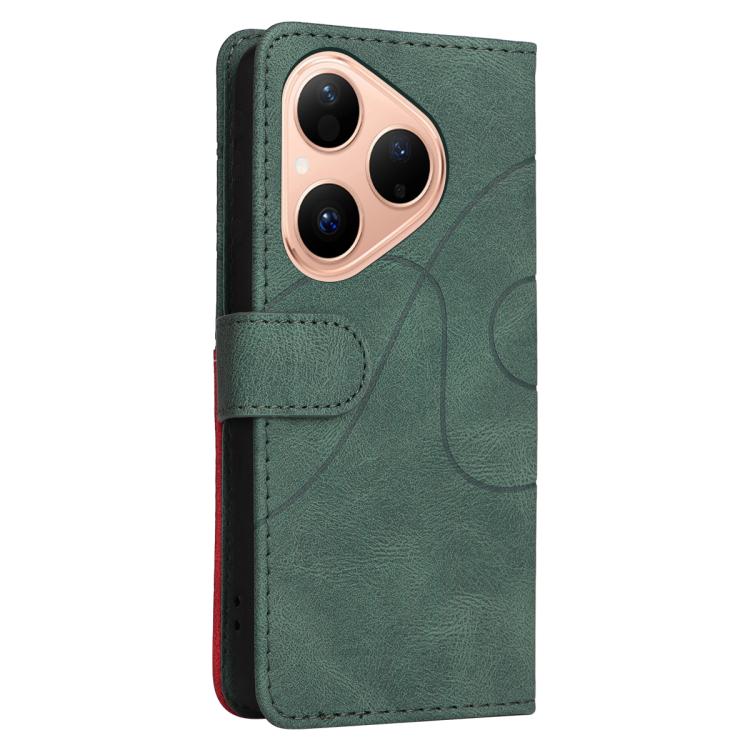 For Huawei Pura 80 5G Dual-color Splicing Flip Leather Phone Case(Green) - free shipping - PMC TechLife - Order now!
