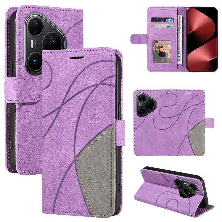 For Huawei Pura 80 Pro 5G Dual-color Splicing Flip Leather Phone Case(Purple) - free shipping - PMC TechLife - Order now!