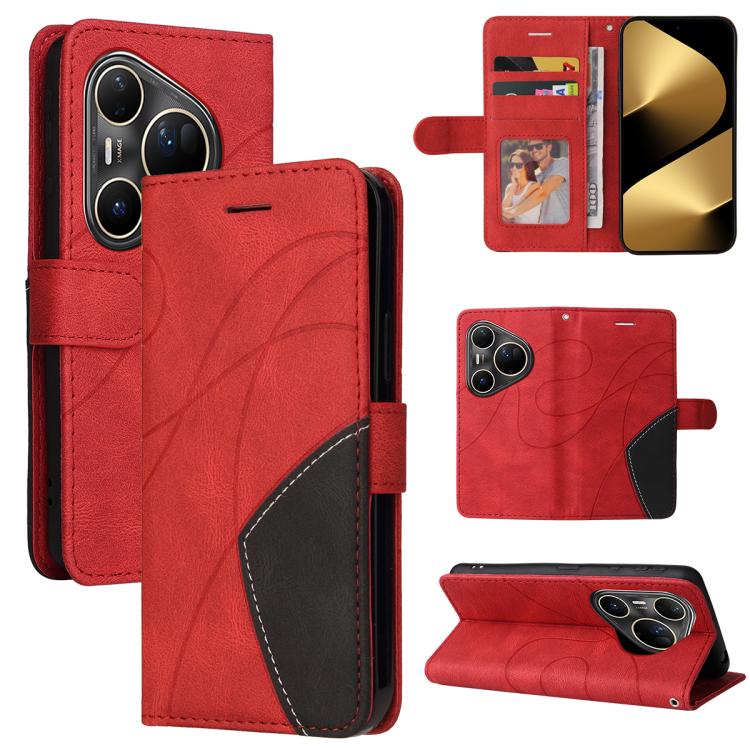 For Huawei Pura 80 Ultra 5G Dual-color Splicing Flip Leather Phone Case(Red) - free shipping - PMC TechLife - Order now!