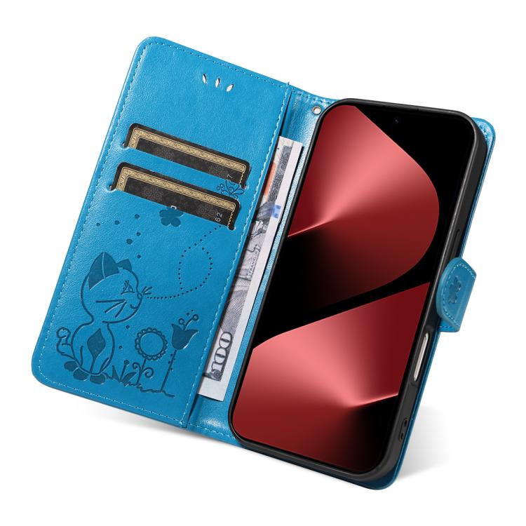 For Huawei Pura 80 Pro 5G Cat and Bee Embossed Flip Leather Phone Case(Blue) - free shipping - PMC TechLife - Order now!