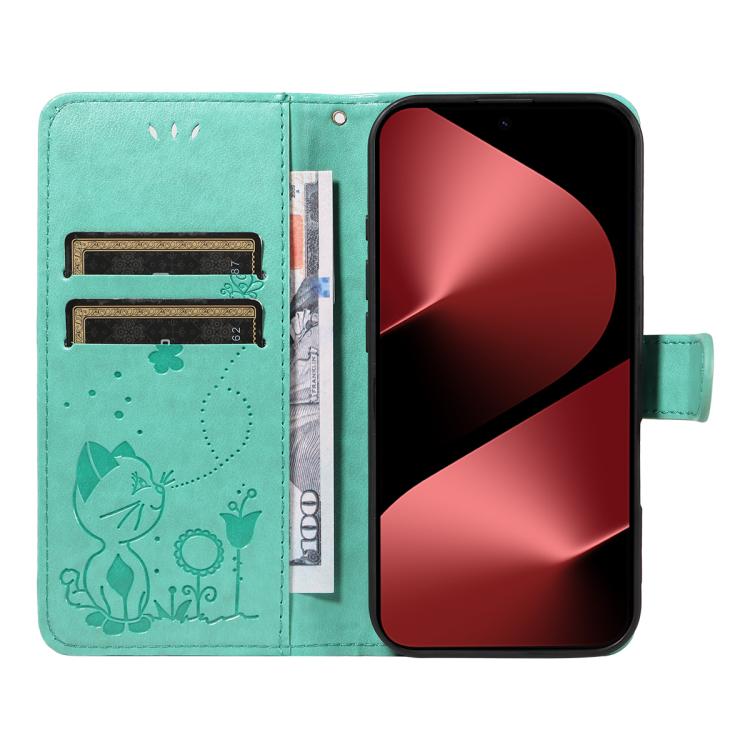 For Huawei Pura 80 Pro 5G Cat and Bee Embossed Flip Leather Phone Case(Green) - free shipping - PMC TechLife - Order now!
