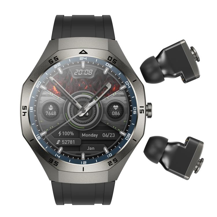 F38 Dual-ear Bluetooth Earphone Smart Watch IP67 Supports Heart Rate Monitoring, Watchband:Silicone(Black) - free shipping - PMC TechLife - Order now!