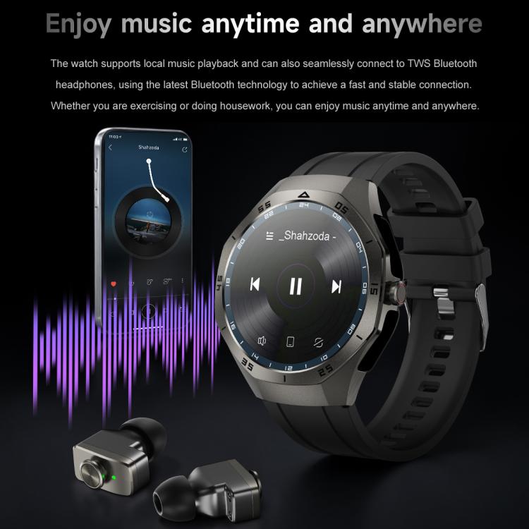 F38 Dual-ear Bluetooth Earphone Smart Watch IP67 Supports Heart Rate Monitoring, Watchband:Steel(Black) - free shipping - PMC TechLife - Order now!