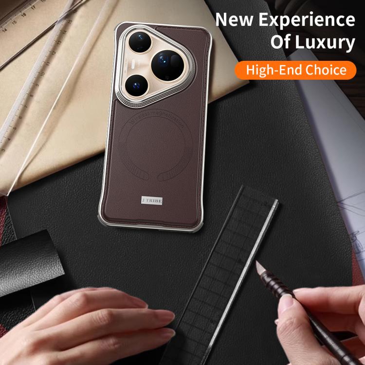 For Huawei Pura 80 Pro 5G J TRIBE Metal Frameless Plain Leather MagSafe Phone Case(Brown) - free shipping - PMC TechLife - Order now!