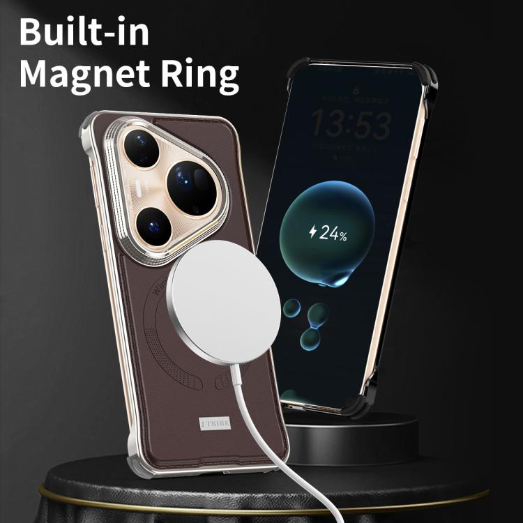 For Huawei Pura 80 Pro 5G J TRIBE Metal Frameless Plain Leather MagSafe Phone Case(Black) - free shipping - PMC TechLife - Order now!