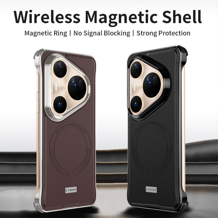 For Huawei Pura 80 Pro+ 5G J TRIBE Metal Frameless Plain Leather MagSafe Phone Case(Black) - free shipping - PMC TechLife - Order now!