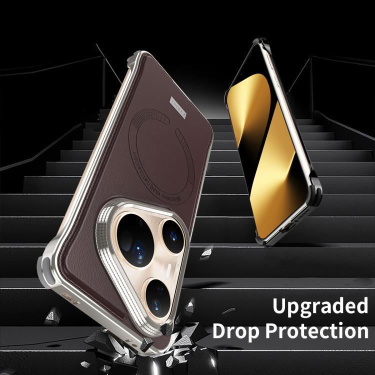 For Huawei Pura 80 Ultra 5G J TRIBE Metal Frameless Plain Leather MagSafe Phone Case(Brown) - free shipping - PMC TechLife - Order now!