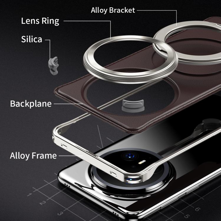 For Huawei Mate 70 Metal Frameless Plain Leather MagSafe Holder Phone Case(Brown) - free shipping - PMC TechLife - Order now!