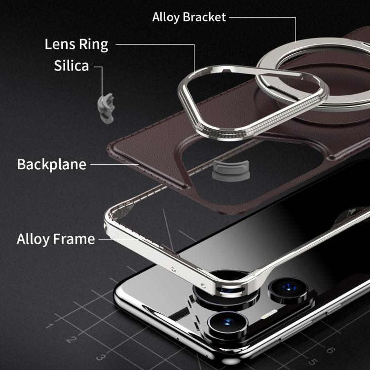 For Huawei Pura 70 Pro Metal Frameless Plain Leather MagSafe Holder Phone Case(Black) - free shipping - PMC TechLife - Order now!