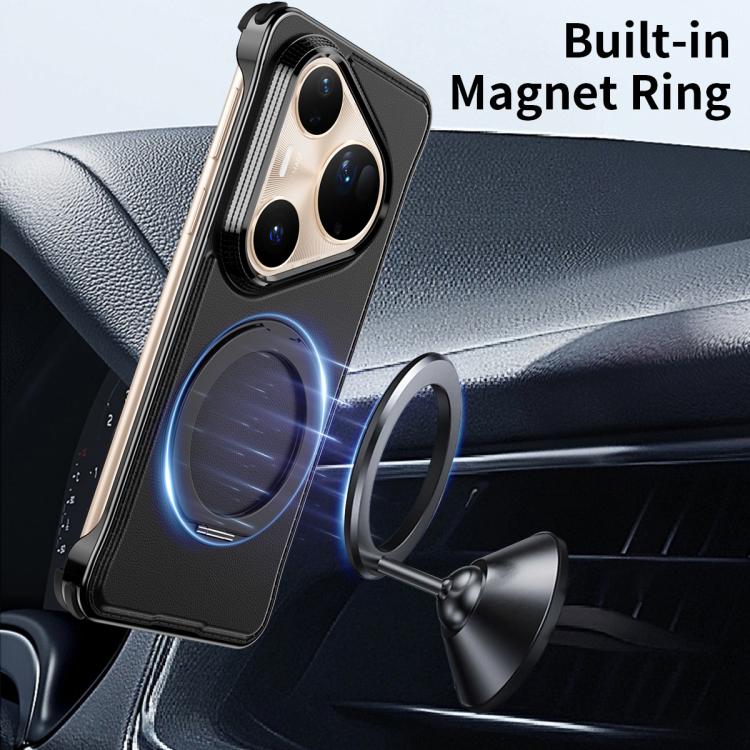 For Huawei Pura 80 Pro+ 5G Metal Frameless Plain Leather MagSafe Holder Phone Case(Brown) - free shipping - PMC TechLife - Order now!