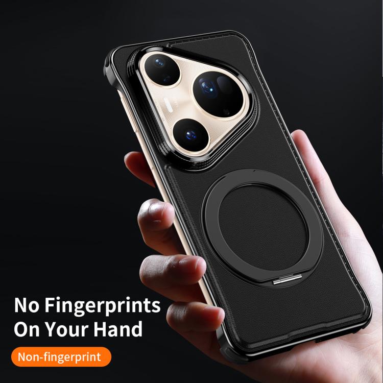 For Huawei Pura 80 Pro+ 5G Metal Frameless Plain Leather MagSafe Holder Phone Case(Brown) - free shipping - PMC TechLife - Order now!