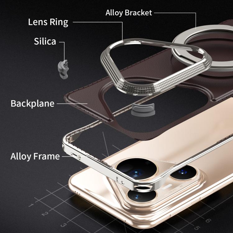 For Huawei Pura 80 Pro+ 5G Metal Frameless Plain Leather MagSafe Holder Phone Case(Brown) - free shipping - PMC TechLife - Order now!