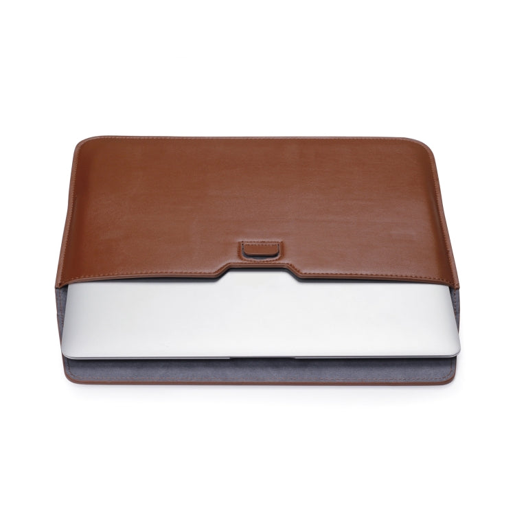 PU Leather Ultra-thin Envelope Bag Laptop Bag for MacBook Air / Pro 15 inch, with Stand Function (Brown) - Protective Bags by PMC Jewellery | Online Shopping South Africa | PMC Jewellery | Buy Now Pay Later Mobicred