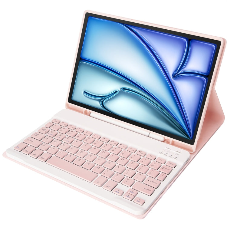 For iPad Air 11 2024 / 2025 / Air 4 2020 / Air 5 2022 A098B Detachable ABS Ultra-thin Candy Colors Bluetooth Keyboard Tablet Case with Stand & Pen Slot(Pink) - For iPad Air by PMC Jewellery | Online Shopping South Africa | PMC Jewellery | Buy Now Pay Later Mobicred