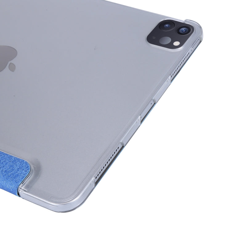 Silk Texture Flip Magnetic PU Leather Smart Case with Three-folding Holder For iPad Air 11 2024 / Air 2022 / 2020 10.9(Blue) - iPad Air (2022) / (2020) 10.9 Cases by PMC TechLife | Online Shopping South Africa | PMC TechLife | Buy Now Pay Later Mobicred