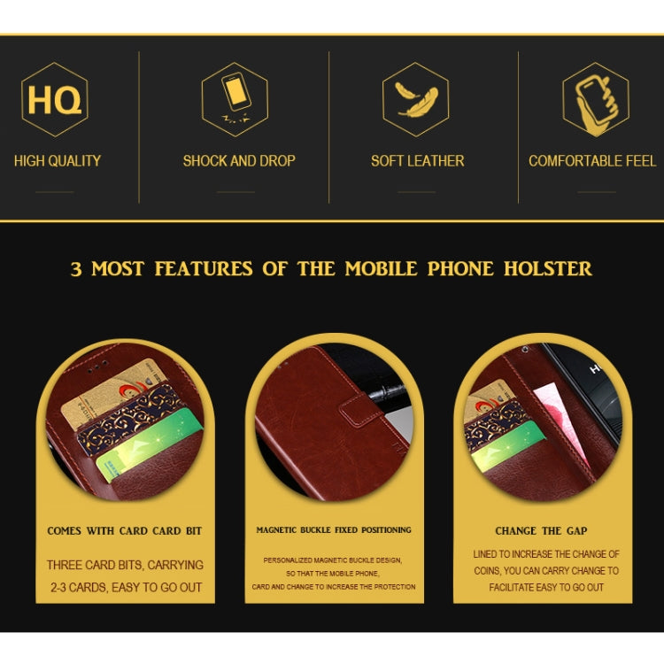 For Blackview BV5500 idewei Crazy Horse Texture Horizontal Flip Leather Case with Holder & Card Slots & Wallet(Yellow) - More Brand by idewei | Online Shopping South Africa | PMC TechLife | Buy Now Pay Later Mobicred