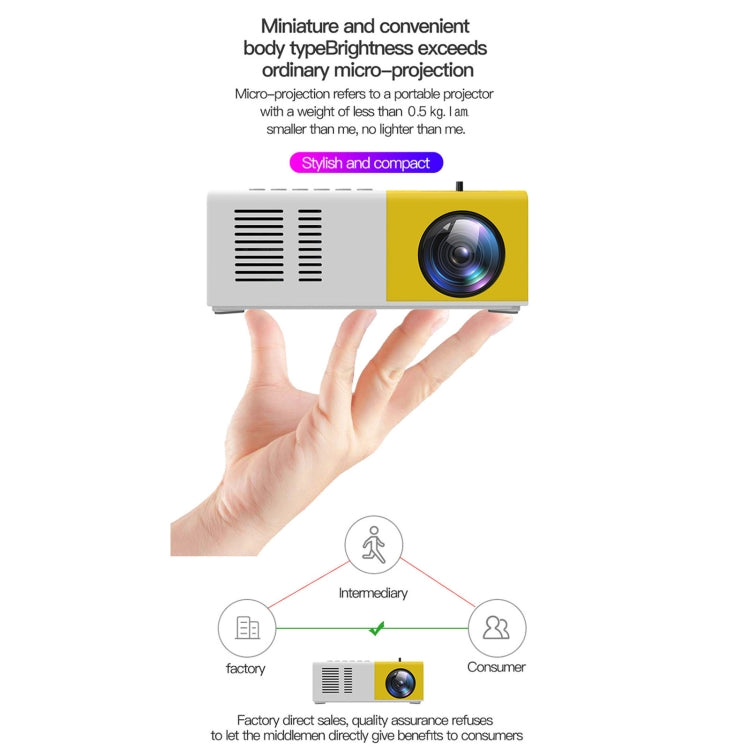 J9 1920x1080P 15 ANSI Portable Home Theater Mini LED HD Digital Projector, Basic Version, US Plug(Black White) - Mini Projector by PMC Jewellery | Online Shopping South Africa | PMC Jewellery | Buy Now Pay Later Mobicred