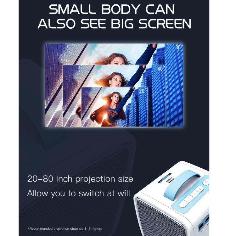 Q2 LED 1080P Mini Portable Projector Children Projector, Plug Type:AU Plug(Blue White) - Mini Projector by PMC Jewellery | Online Shopping South Africa | PMC Jewellery | Buy Now Pay Later Mobicred