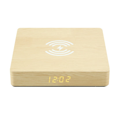 W50 Wooden Clock Wireless Charger (Yellow Wood) - Wireless Charger by PMC Jewellery | Online Shopping South Africa | PMC Jewellery | Buy Now Pay Later Mobicred