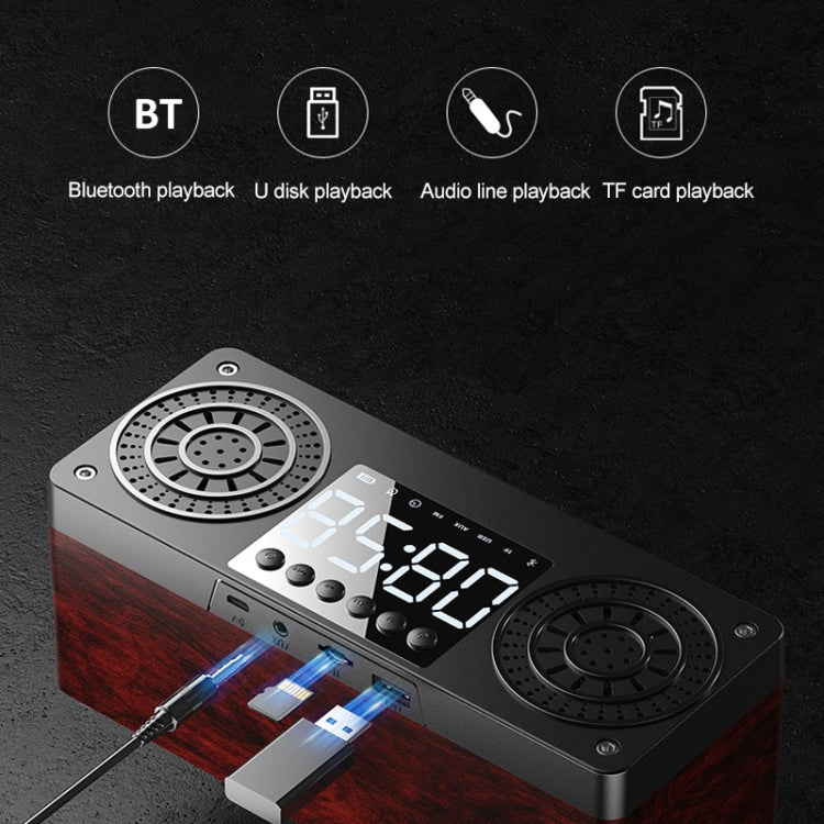 A10 Subwoofer Wooden Clock Bluetooth 5.0 Speaker, Support TF Card & U Disk Play & FM Radio(Yellow) - Desktop Speaker by PMC TechLife | Online Shopping South Africa | PMC TechLife