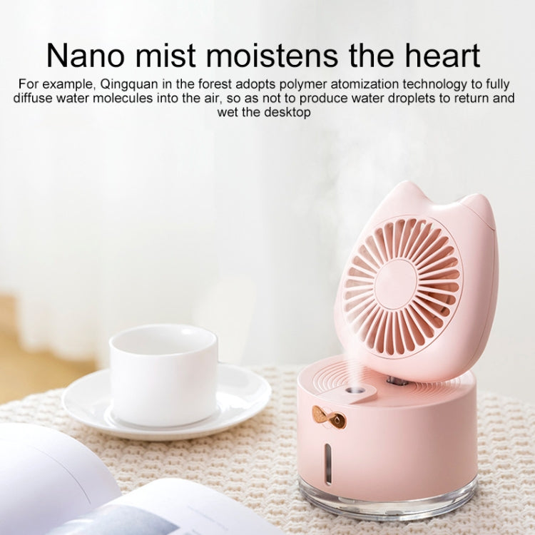 BD-MM1 Cat Shape Household Desktop Rechargeable Spray Humidifier Fan (Pink) - Electric Fans by PMC Jewellery | Online Shopping South Africa | PMC Jewellery | Buy Now Pay Later Mobicred