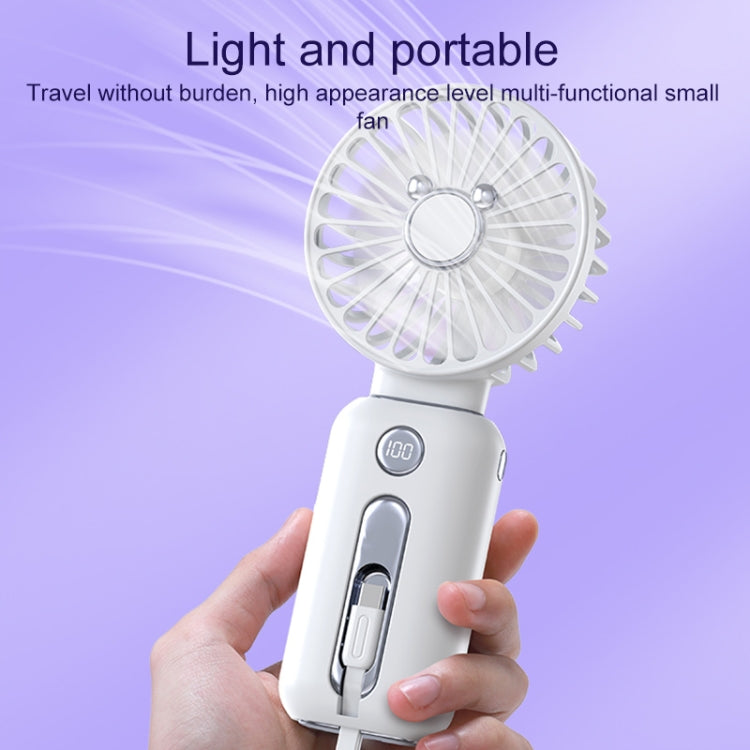 2 in 1 Portable Handheld Small Fan 10000mAh Fast Charge Power Bank (White) - Electric Fans by PMC Jewellery | Online Shopping South Africa | PMC Jewellery | Buy Now Pay Later Mobicred