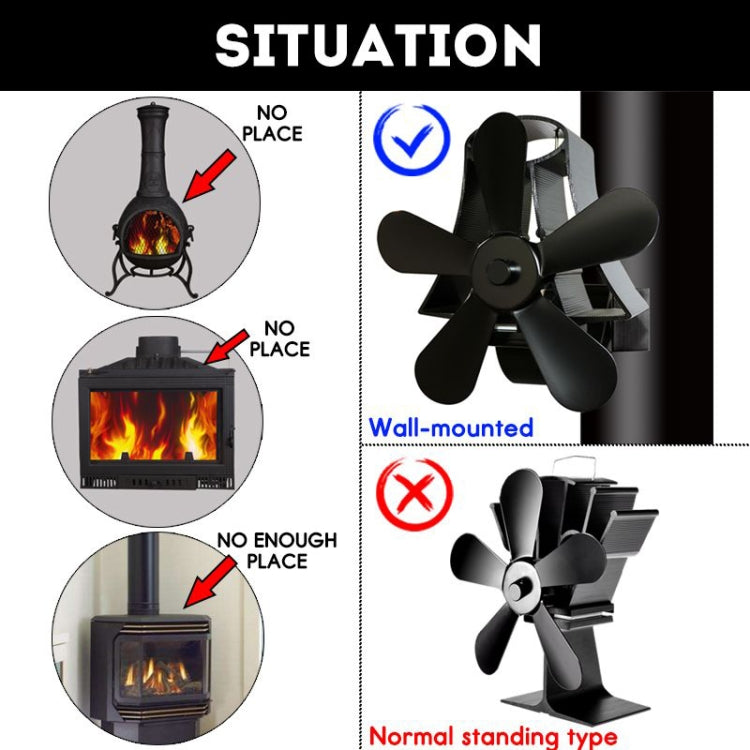 YL-106 5-Blade High Temperature Aluminum Heat Powered Fireplace Stove Fan(Rose Red) - free shipping - PMC Jewellery - Order now!