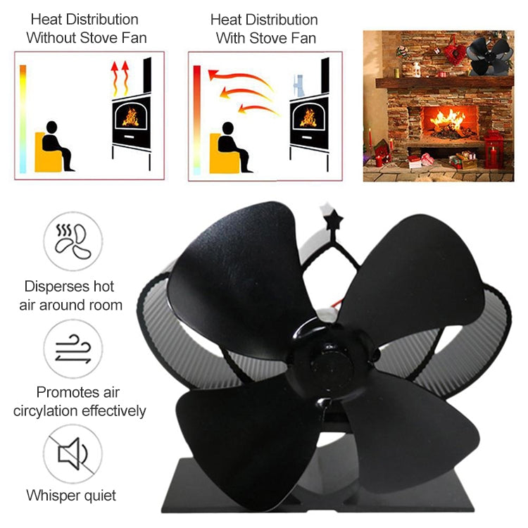 YL201 4-Blade High Temperature Metal Heat Powered Fireplace Stove Fan (Grey) - Fireplace Fan by PMC Jewellery | Online Shopping South Africa | PMC Jewellery | Buy Now Pay Later Mobicred