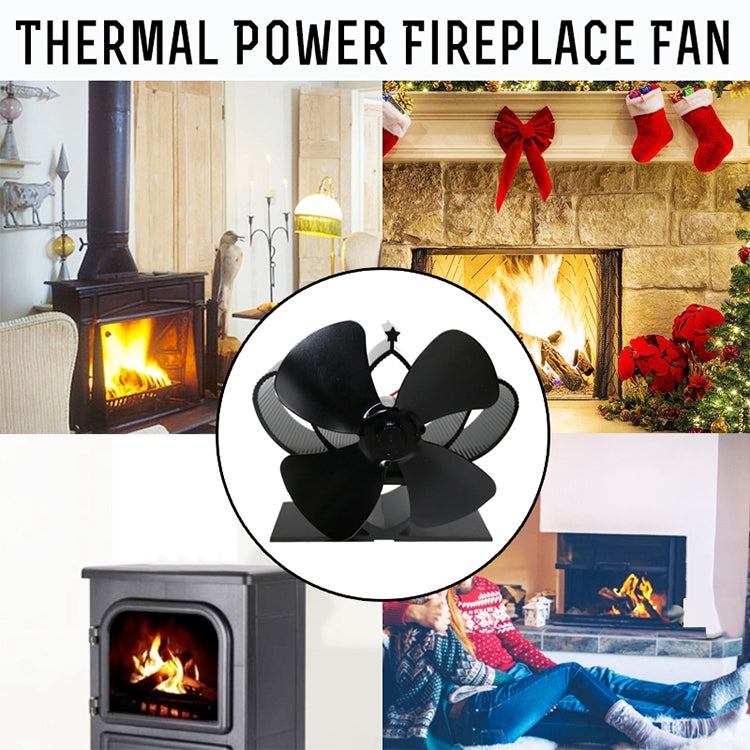 YL201 4-Blade High Temperature Metal Heat Powered Fireplace Stove Fan (Grey) - Fireplace Fan by PMC Jewellery | Online Shopping South Africa | PMC Jewellery | Buy Now Pay Later Mobicred