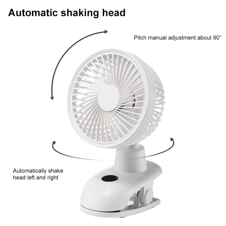 D601Y Portable USB Clip-on Oscillating Small Fan (White) - Electric Fans by PMC Jewellery | Online Shopping South Africa | PMC Jewellery | Buy Now Pay Later Mobicred