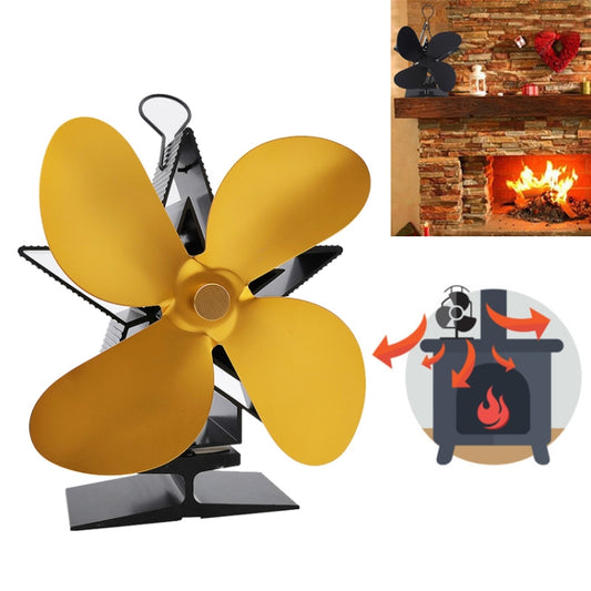 4-Blade Aluminum Heat Powered Fireplace Stove Fan (Gold) - Fireplace Fan by PMC Jewellery | Online Shopping South Africa | PMC Jewellery | Buy Now Pay Later Mobicred