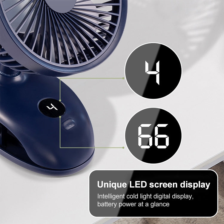 F601 Multifunctional Clip-on Electric Fan with LED Display (Blue) - Electric Fans by PMC Jewellery | Online Shopping South Africa | PMC Jewellery | Buy Now Pay Later Mobicred