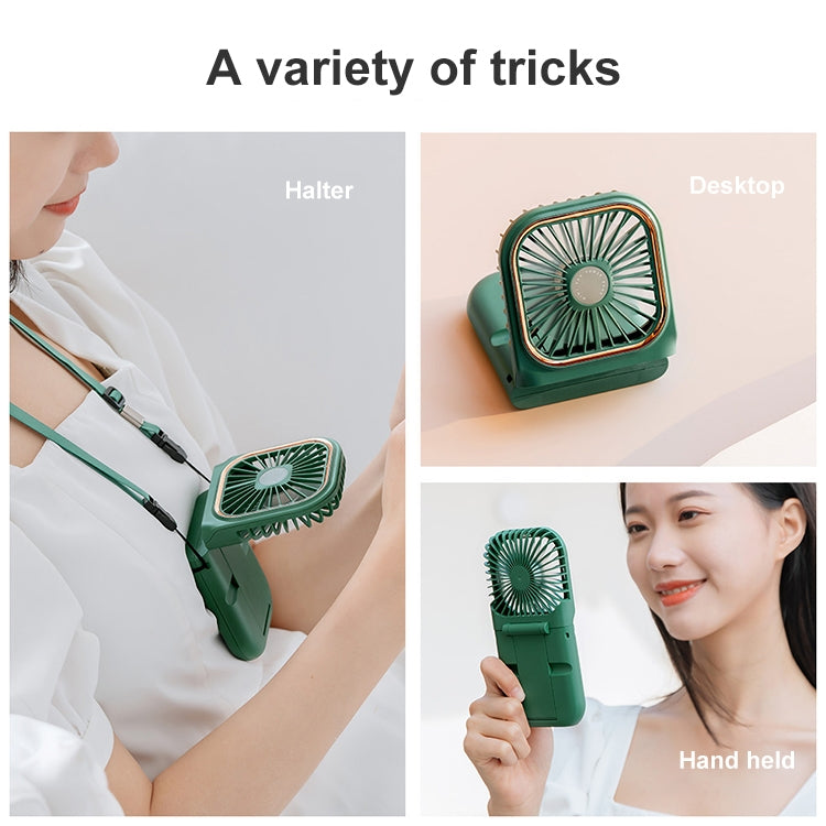 F30 Electroplating Handheld Fan Portable Desktop Folding Mute USB Hanging Neck Fan, Upgraded Version (Pink) - free shipping - PMC Jewellery - Order now!