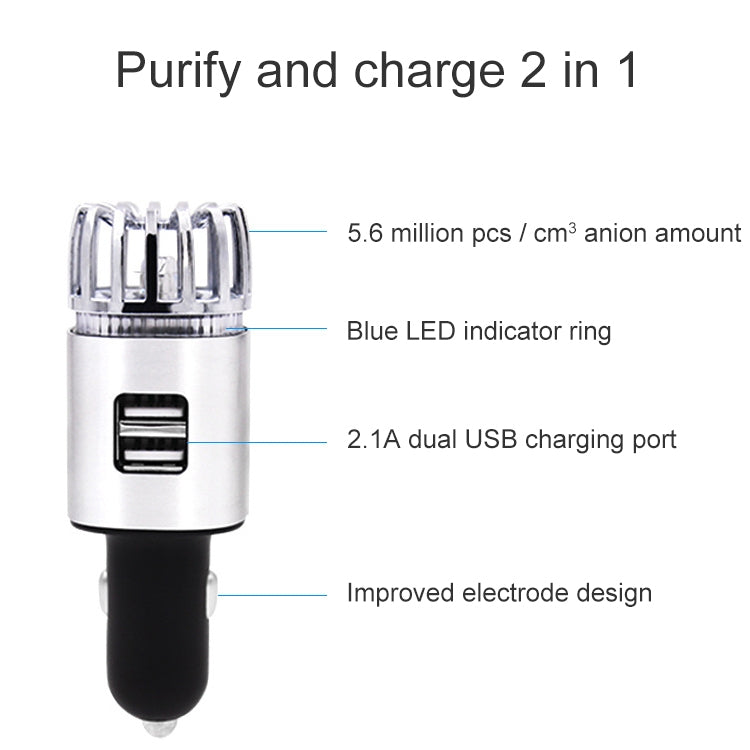 2 in 1 Car Negative-ion  Aromatherapy Air Purifier Humidifier + Dual USB Port Car Charger (Gold) - Air Purifier by PMC Jewellery | Online Shopping South Africa | PMC Jewellery | Buy Now Pay Later Mobicred