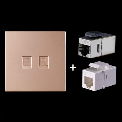 CAT.6 Shielded Pass-through Network Module, Dual Ports Panel + Shielded Pass-through + Telephone Socket (Gold) - Lan Cable and Tools by PMC Jewellery | Online Shopping South Africa | PMC Jewellery | Buy Now Pay Later Mobicred