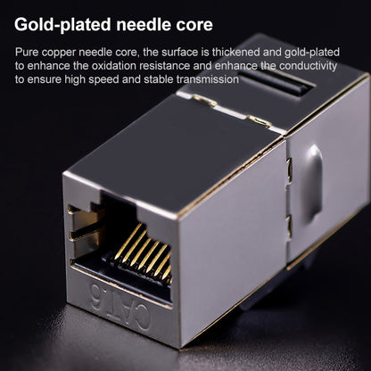 CAT.6 Shielded Pass-through Network Module, Dual Ports Panel + Shielded Pass-through + Telephone Socket (Gold) - Lan Cable and Tools by PMC Jewellery | Online Shopping South Africa | PMC Jewellery | Buy Now Pay Later Mobicred